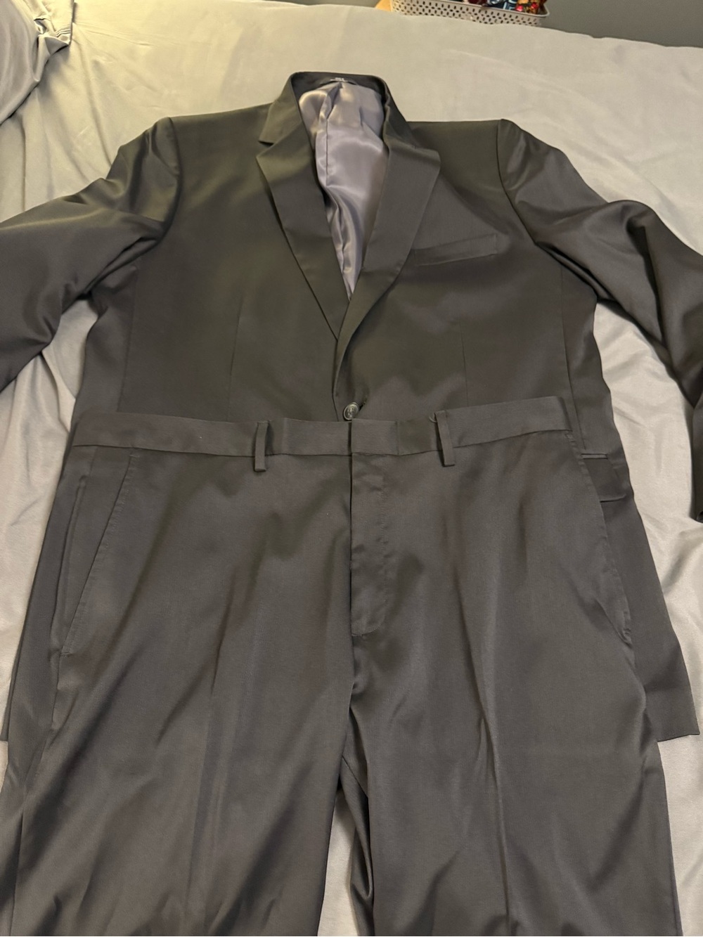 Haggar Travel Performance Tailored Fit Suit 46L Jacket 38x30 Pants Solid Black